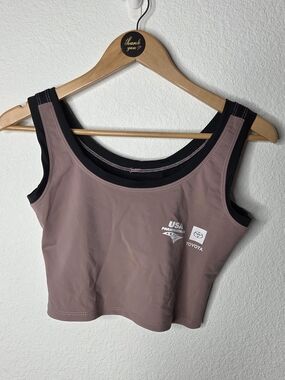 USA Paratriathlon Mauve Athletic Crop Tank Top Sports Bra, Size Medium